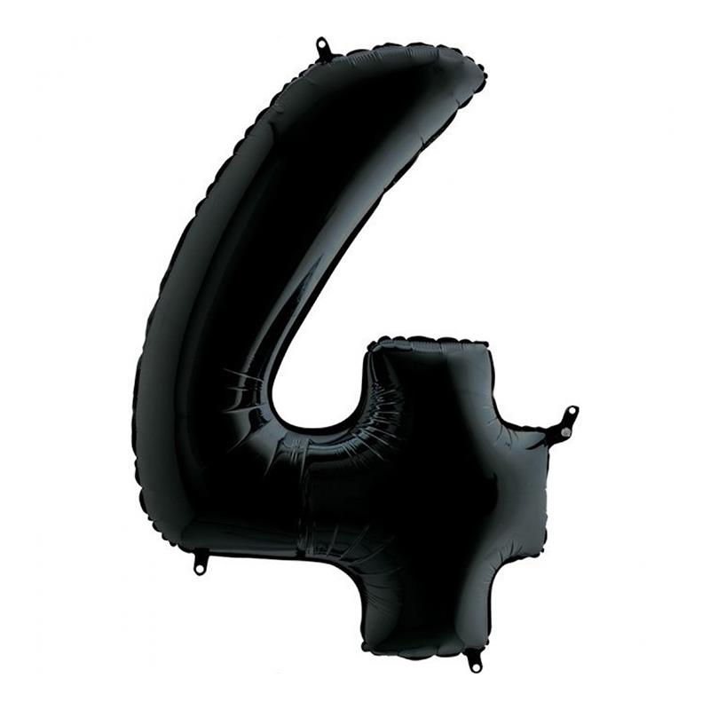 4 Rakam Grabo Siyah Folyo Balon 102 cm