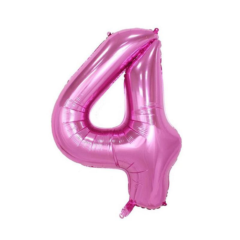 4 Rakam Pembe Folyo Balon 100 cm