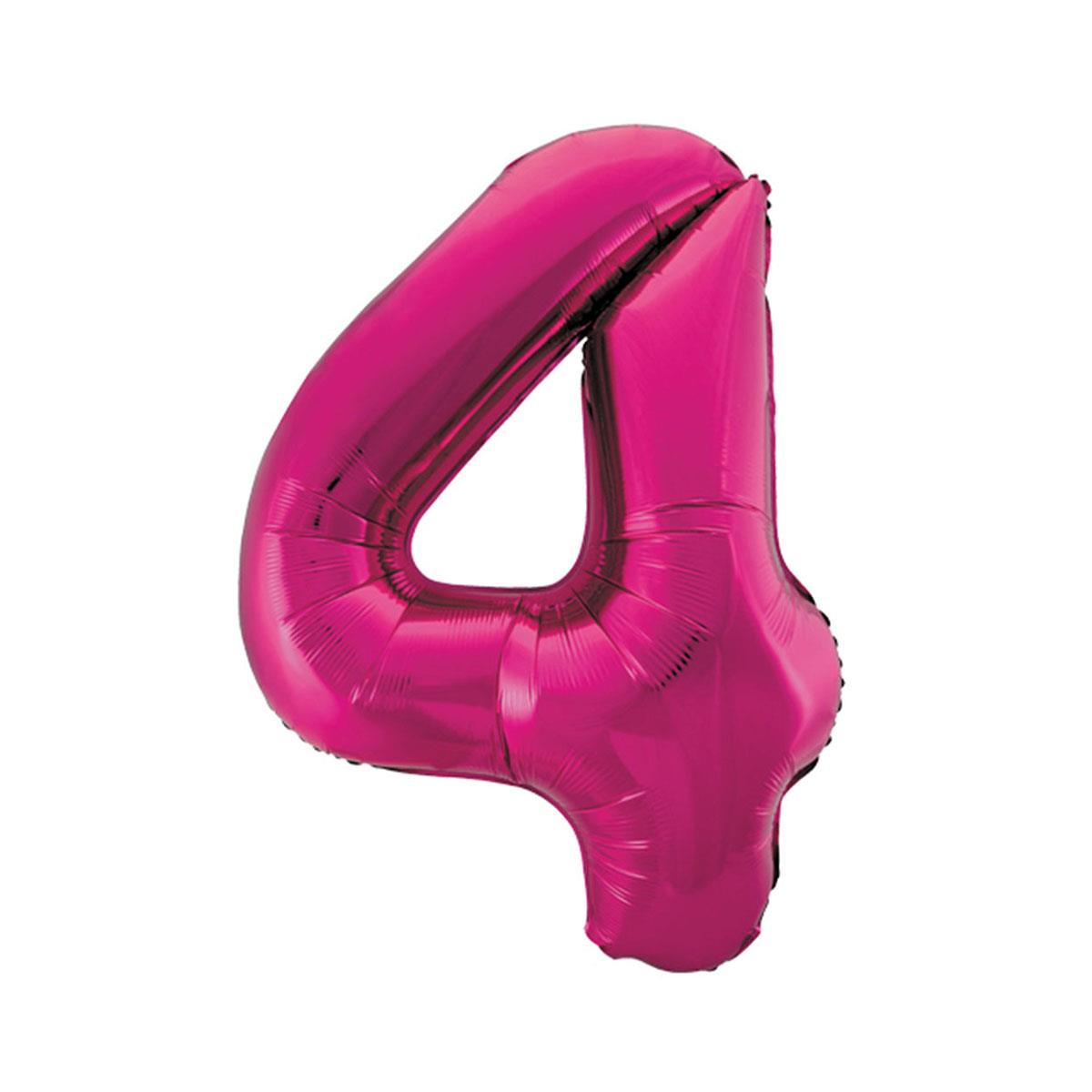 4 Rakam Pembe Folyo Balon 40 cm