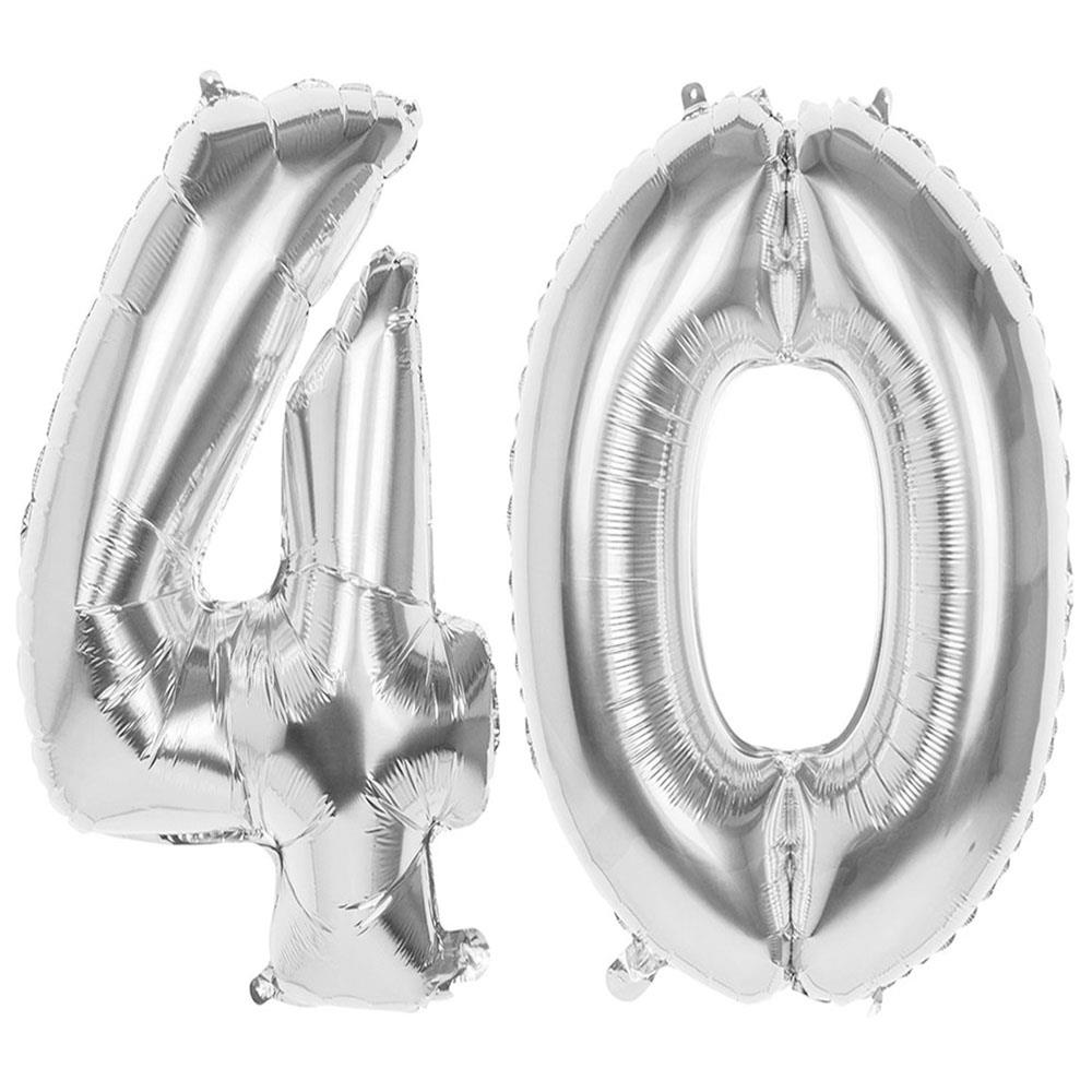 40.Yaş Folyo Balon Seti Gümüş 100 cm