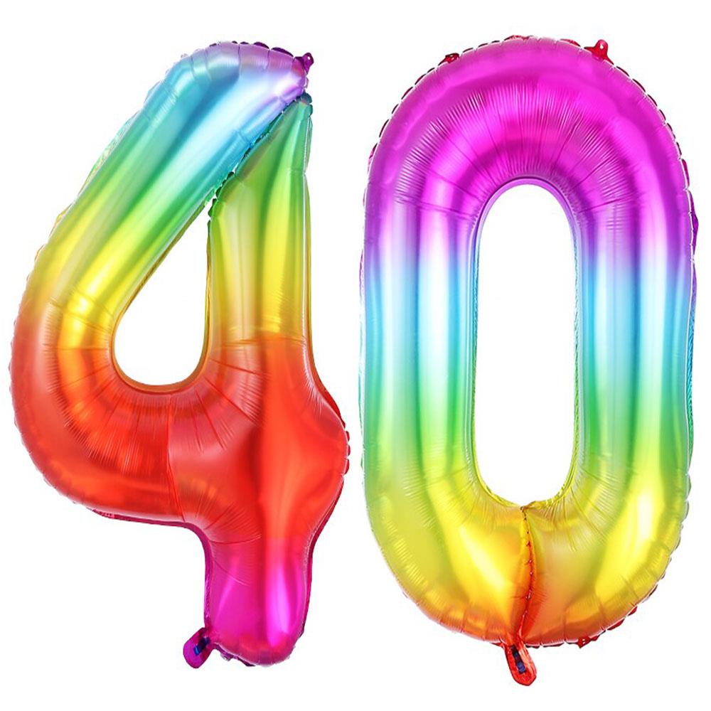 40.Yaş Folyo Balon Seti Gökkuşağı 100 cm