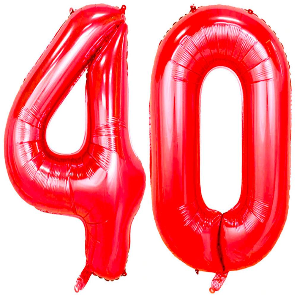 40.Yaş Folyo Balon Seti Kırmızı 100 cm