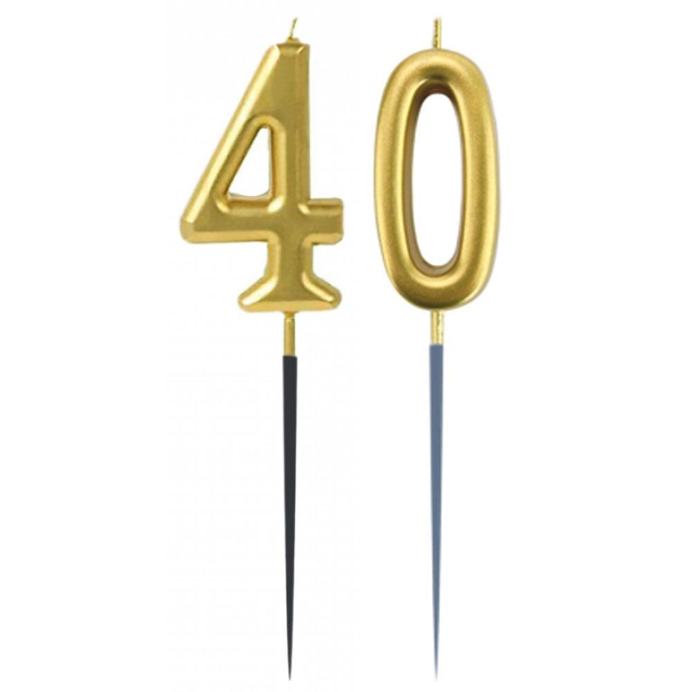 40.Yaş Rakam Altın Çubuk Mum 14 cm