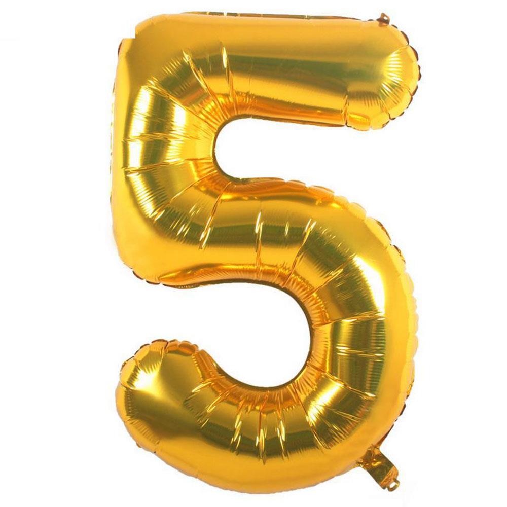 5 Rakam Altın Folyo Balon 100 cm