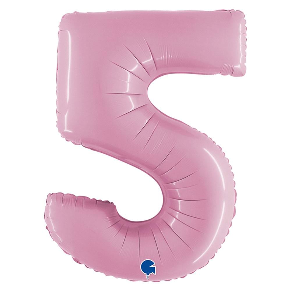5 Rakam Grabo Pastel Pembe Folyo Balon 102 cm