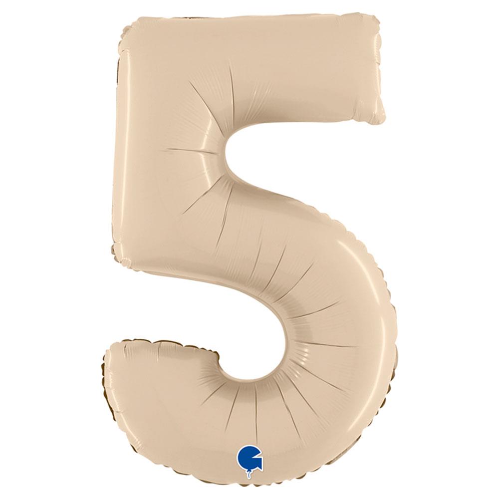 5 Rakam Grabo Saten Krem Folyo Balon 66 cm