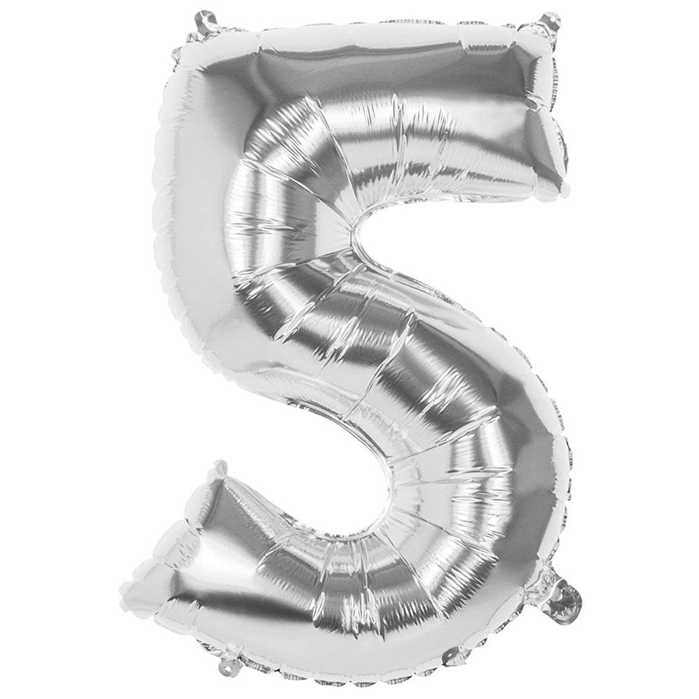 5 Rakam Gümüş Folyo Balon 100 cm
