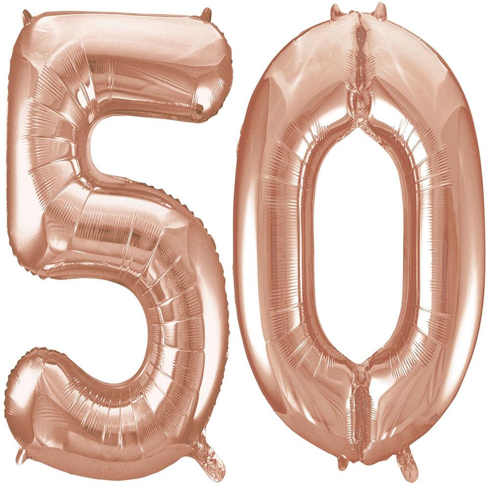 50.Yaş Folyo Balon Seti Rose Gold 100 cm