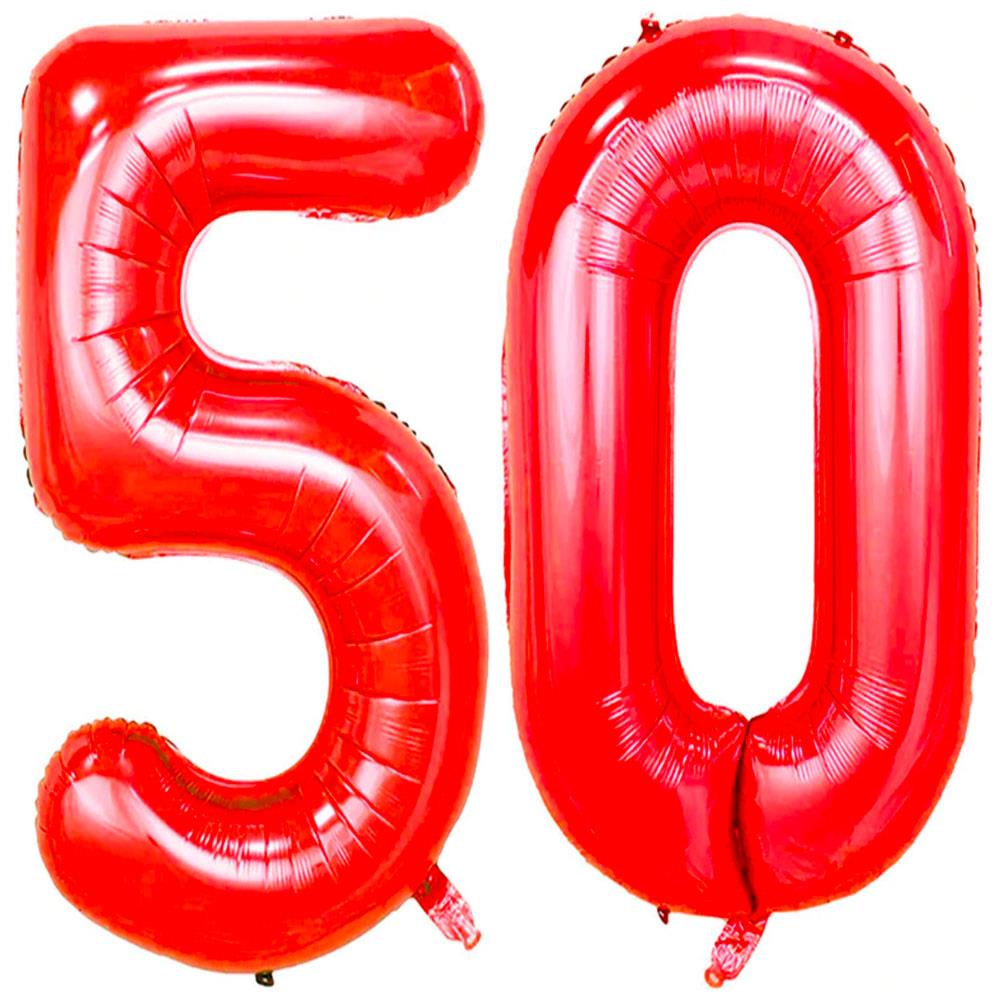 50.Yaş Folyo Balon Seti Kırmızı 100 cm