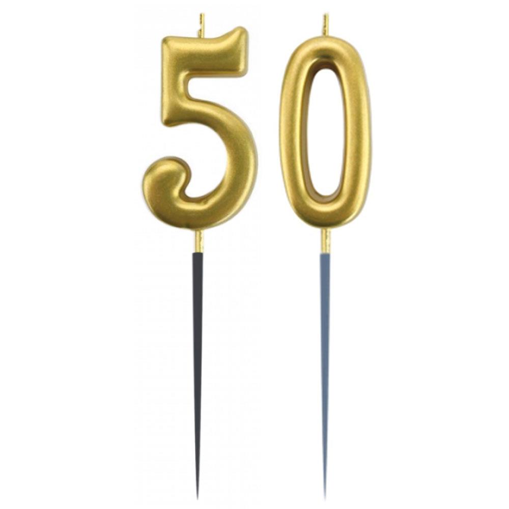 50.Yaş Rakam Altın Çubuk Mum 14 cm