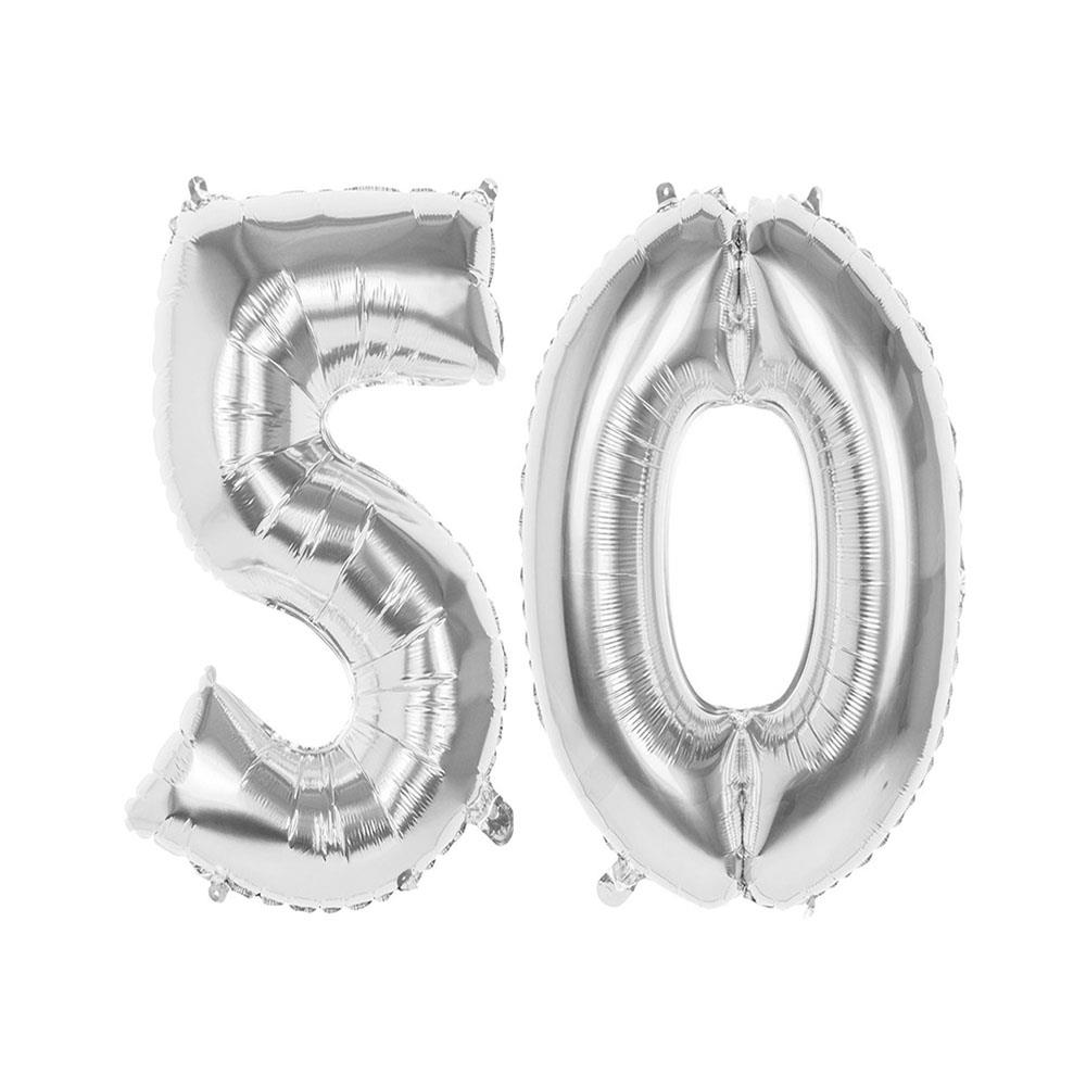 50.Yaş Folyo Balon Seti Gümüş 70 cm