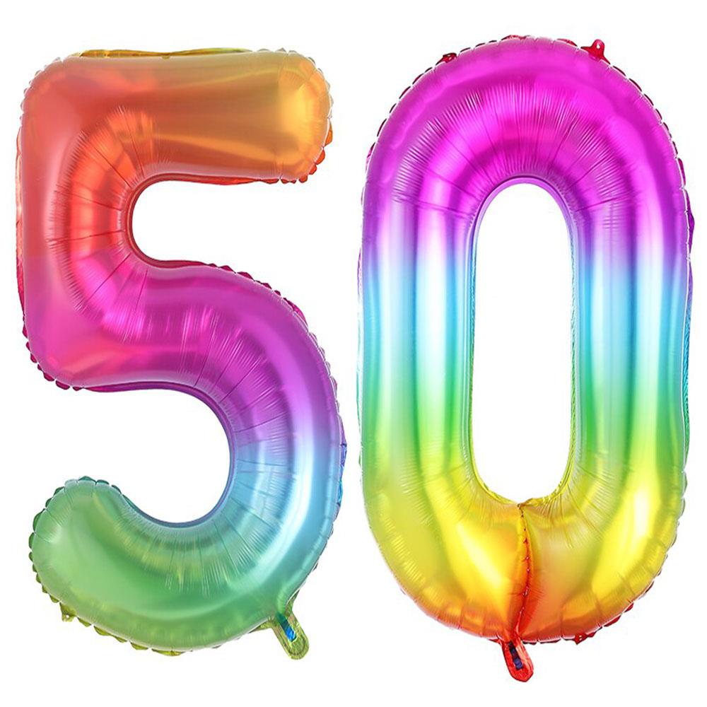 50.Yaş Folyo Balon Seti Gökkuşağı 100 cm