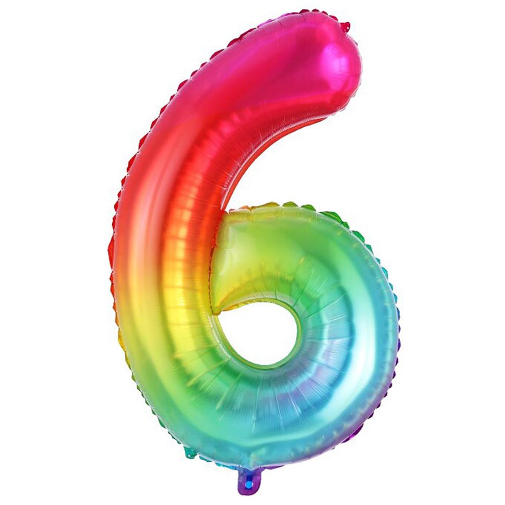 6 Rakam Gökkuşağı Folyo Balon 100 cm