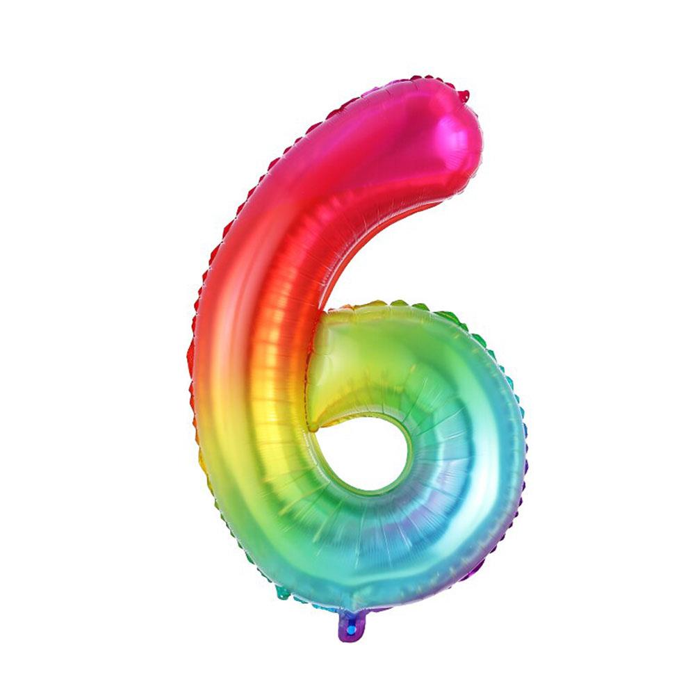 6 Rakam Gökkuşağı Folyo Balon 70 cm