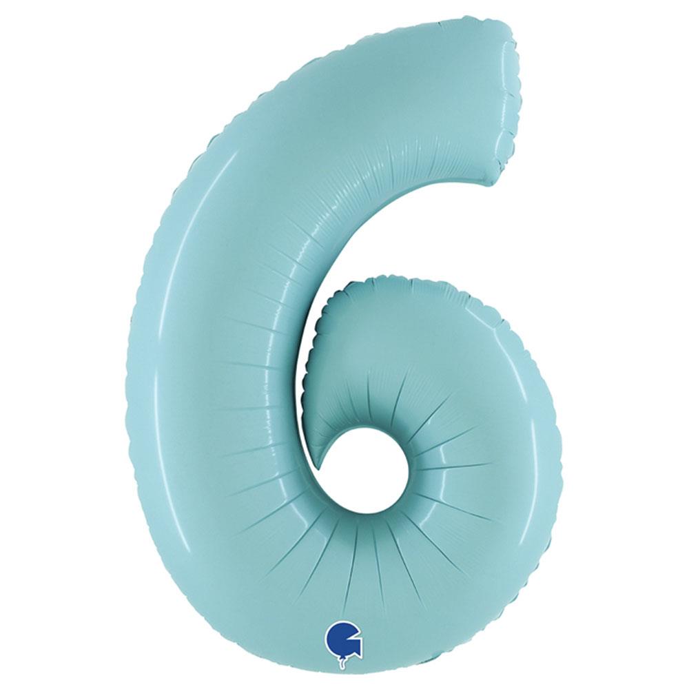 6 Rakam Grabo Pastel Turkuaz Folyo Balon 102 cm