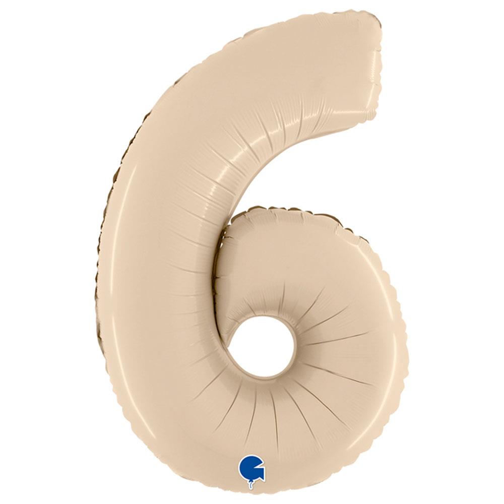 6 Rakam Grabo Saten Krem Folyo Balon 66 cm