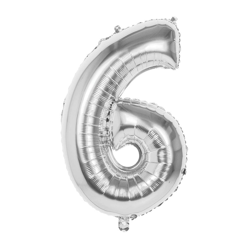 6 Rakam Gümüş Folyo Balon 70 cm