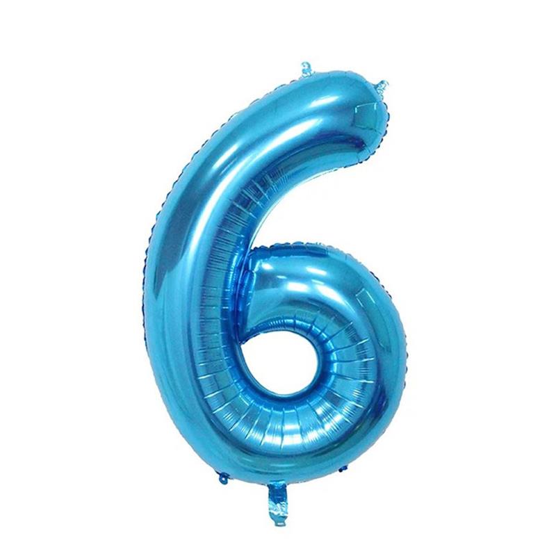 6 Rakam Mavi Folyo Balon 100 cm