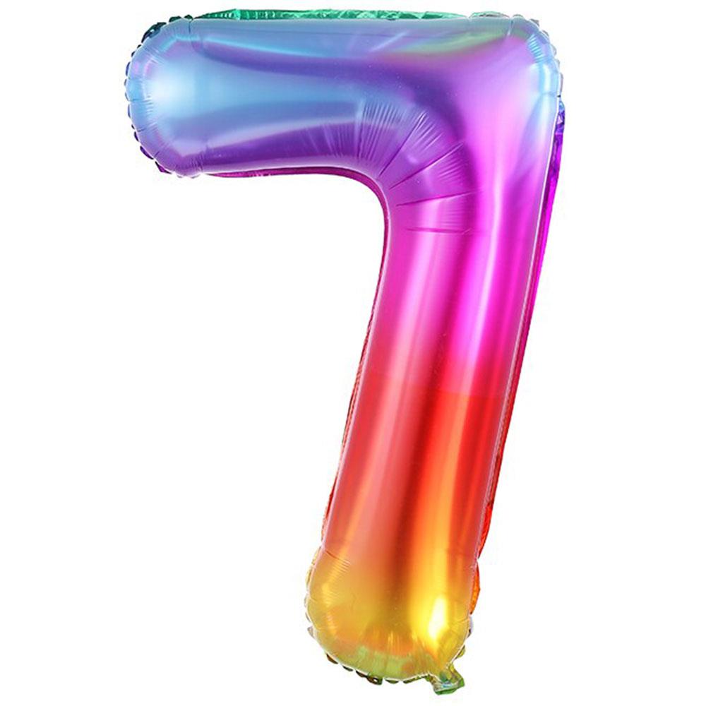 7 Rakam Gökkuşağı Folyo Balon 100 cm