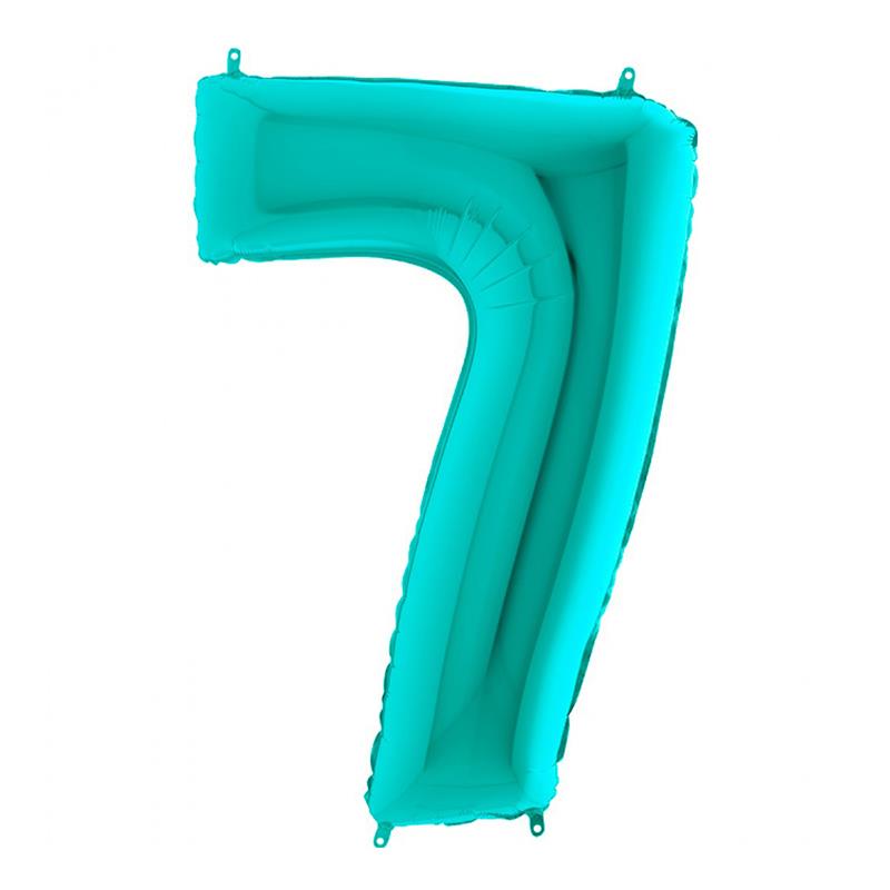 7 Rakam Grabo Turkuaz Folyo Balon 102 cm