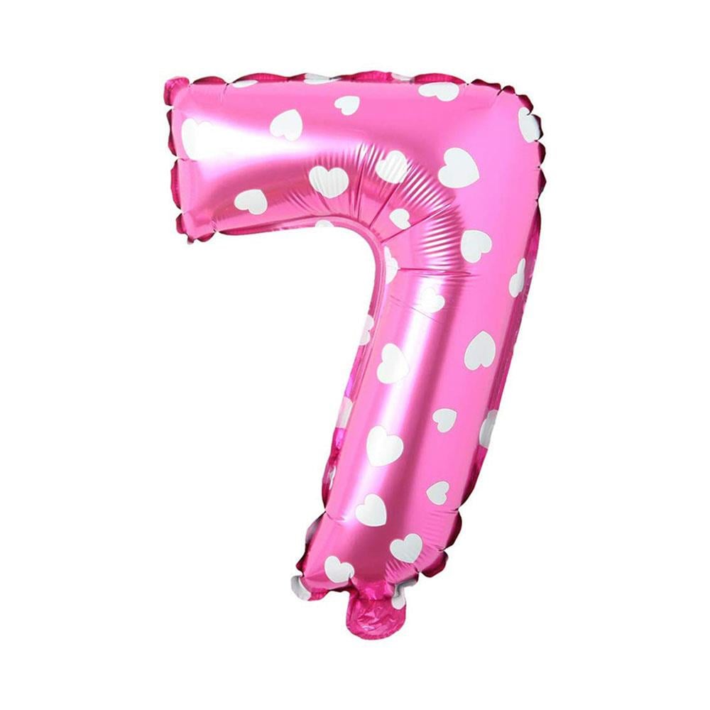 7 Rakam Pembe Kalp Folyo Balon 70 cm