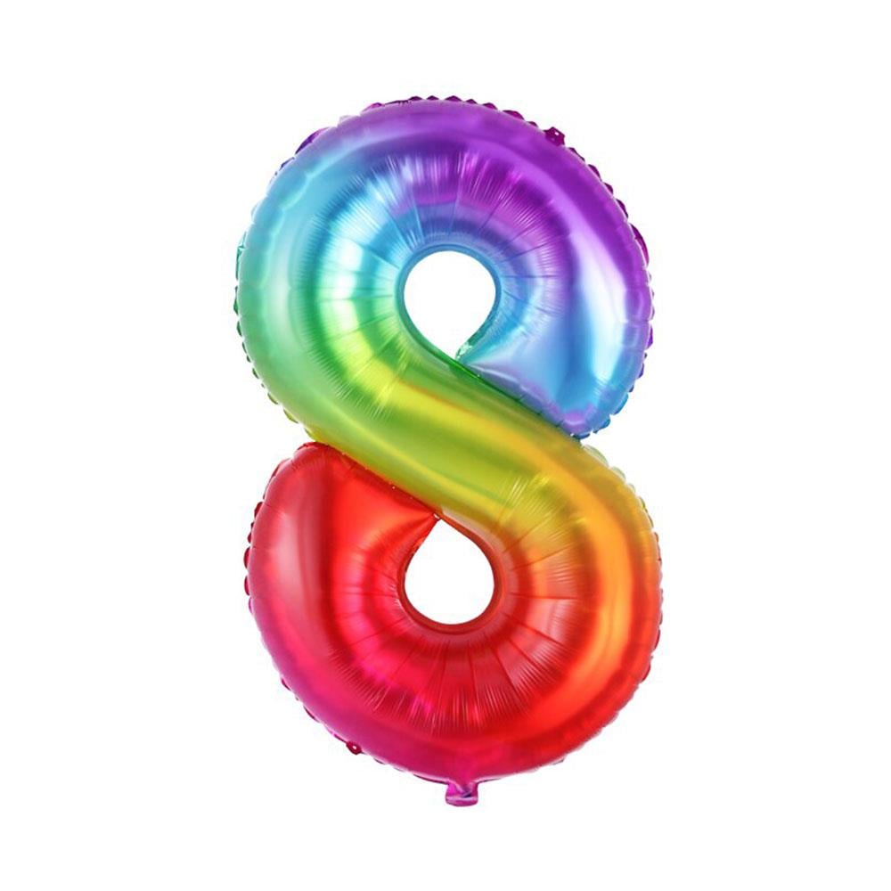 8 Rakam Gökkuşağı Folyo Balon 70 cm