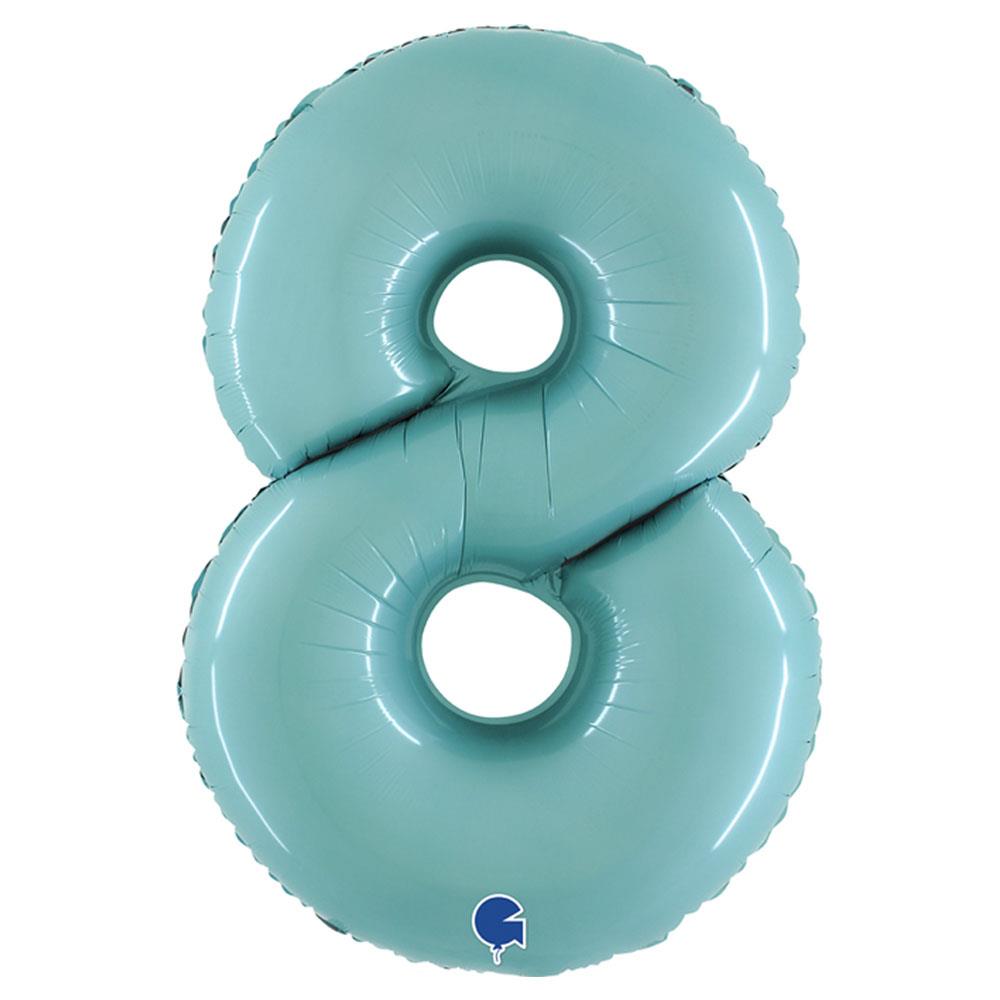 8 Rakam Grabo Pastel Turkuaz Folyo Balon 102 cm