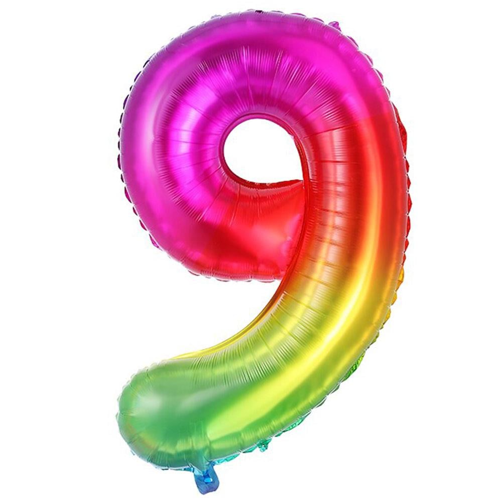 9 Rakam Gökkuşağı Folyo Balon 100 cm