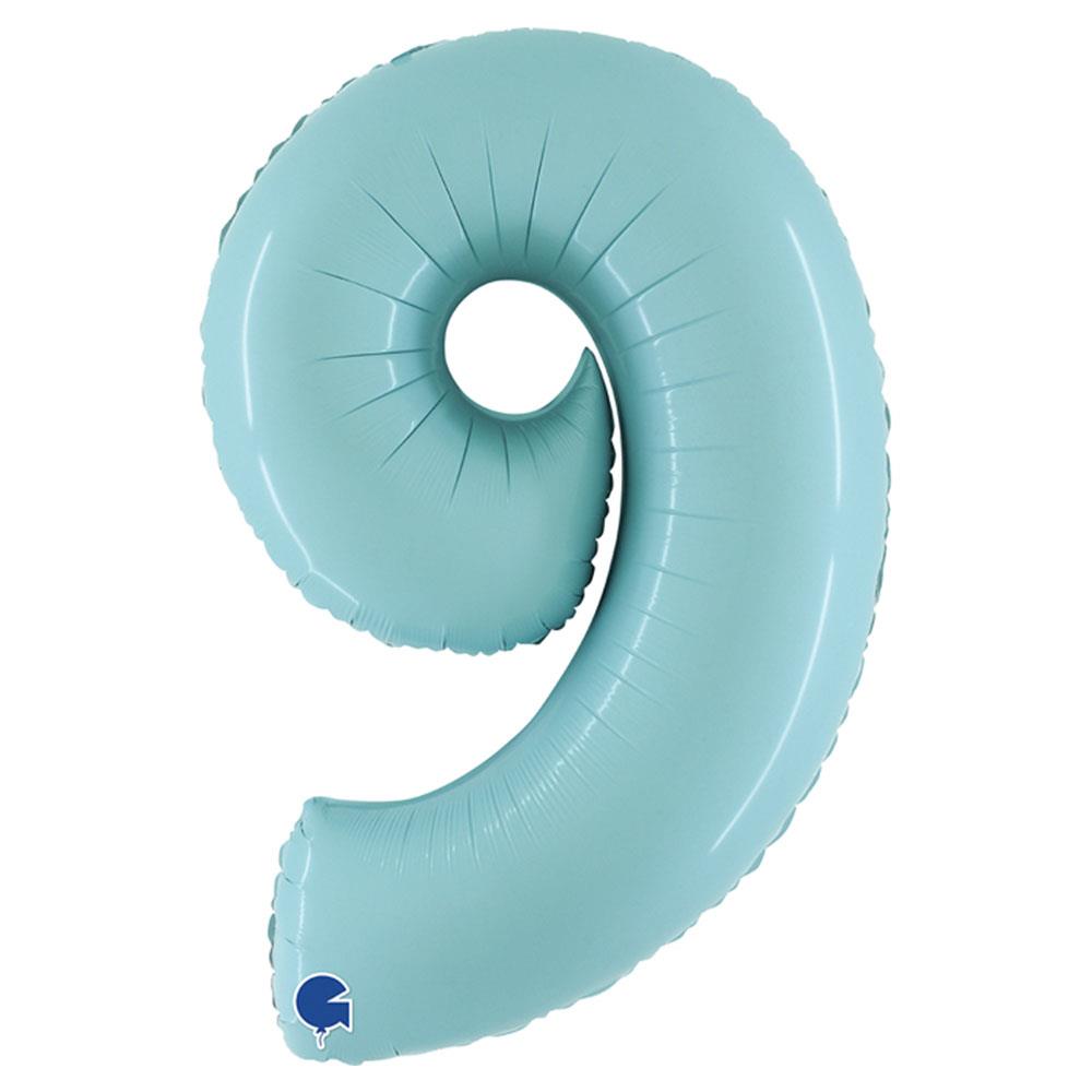 9 Rakam Grabo Pastel Turkuaz Folyo Balon 102 cm