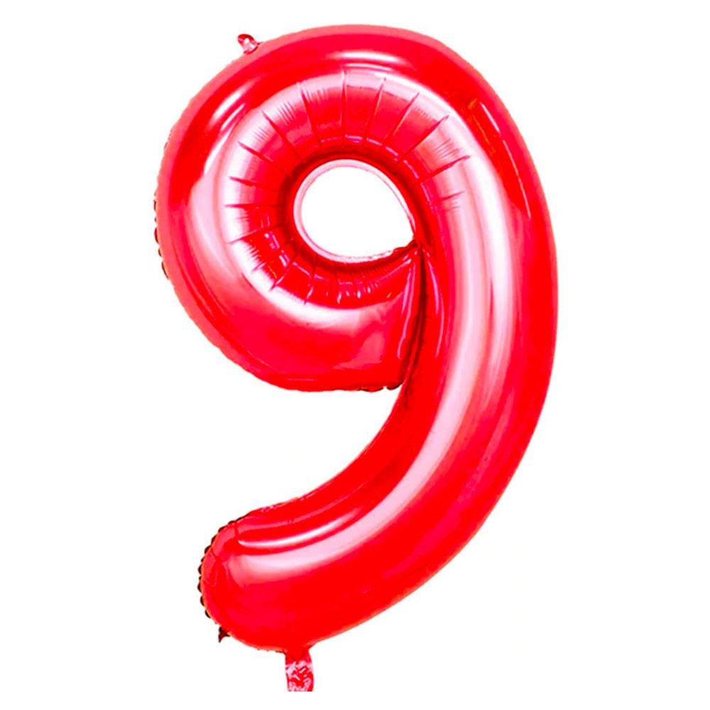 9 Rakam Kırmızı Folyo Balon 100 cm