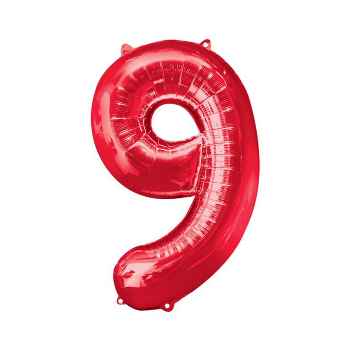 9 Rakam Kırmızı Folyo Balon 40 cm