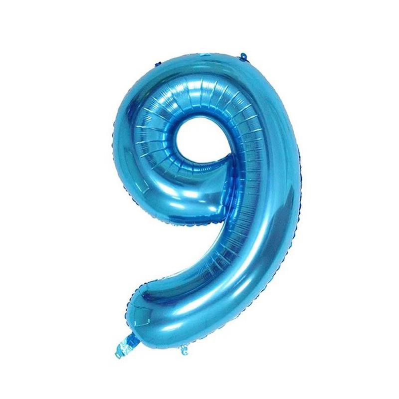 9 Rakam Mavi Folyo Balon 100 cm