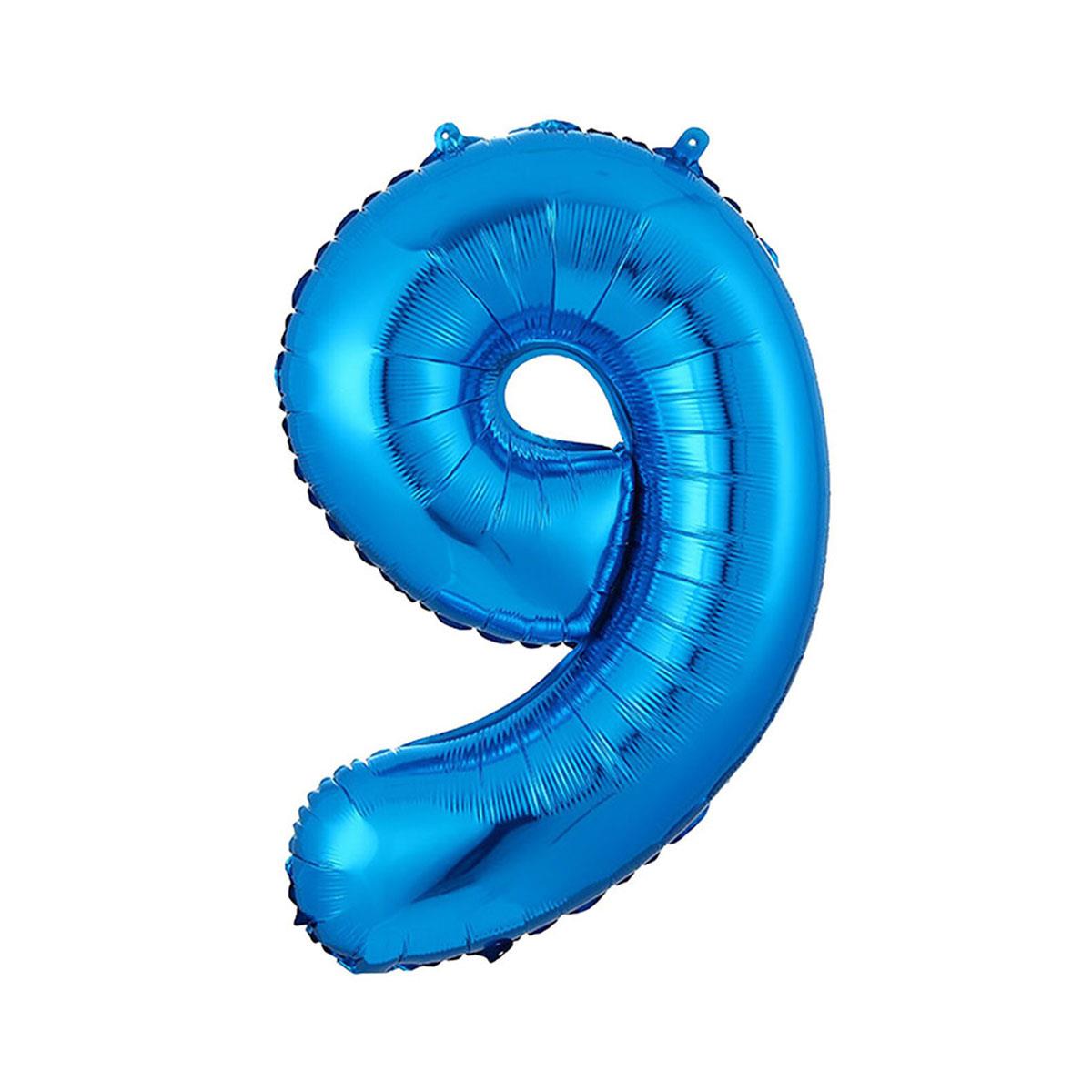 9 Rakam Mavi Folyo Balon 40 cm