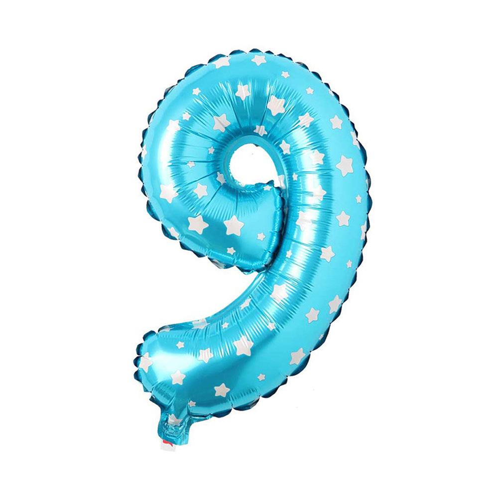 9 Rakam Mavi Yıldız Folyo Balon 70 cm