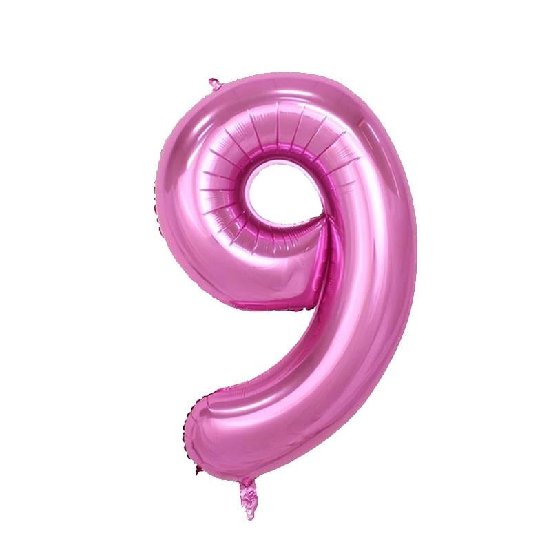 9 Rakam Pembe Folyo Balon 100 cm