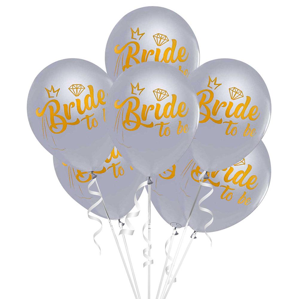 Altın Bride To Be Baskılı Gümüş Lateks Balon 10'lu