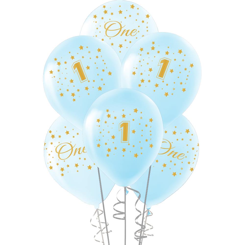 Altın First Year Baskılı Mavi Lateks Balon 10'lu