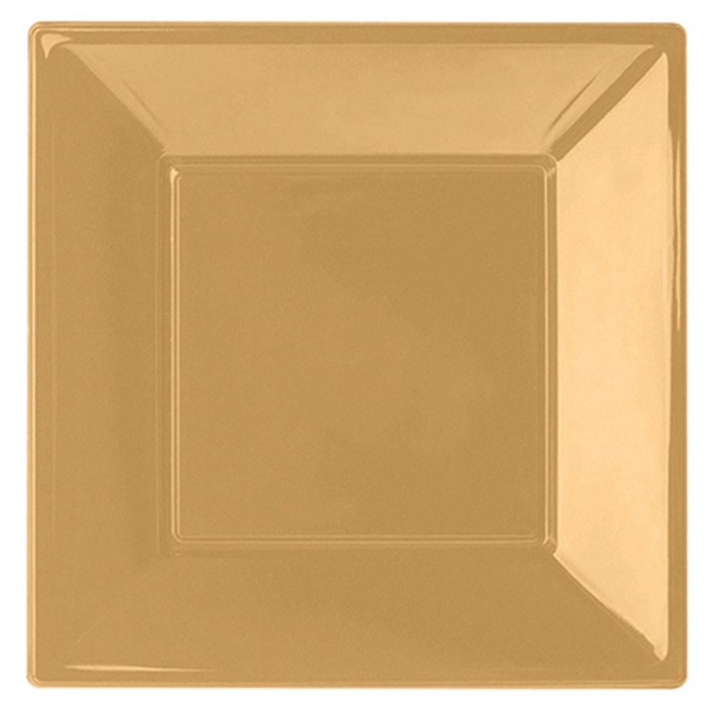 Altın Plastik Kare Tabak 23 cm 8'li