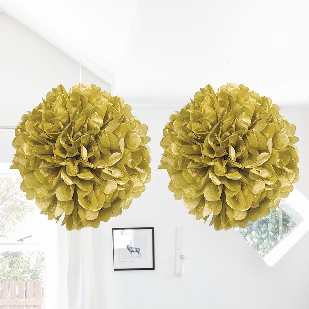Altın Ponpon Dekor Süs 30 cm 2'li