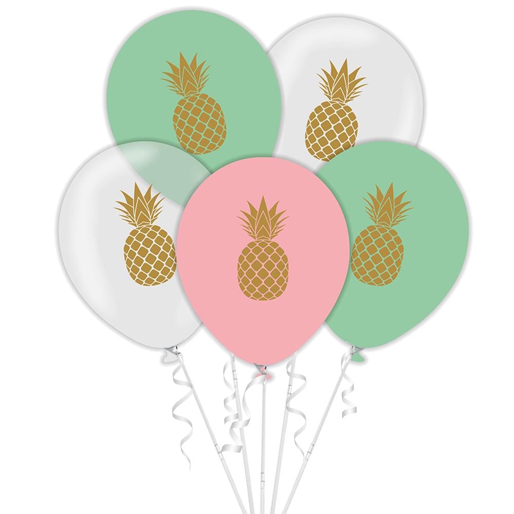 Ananas Baskılı Rengarenk Lateks Balon 10'lu