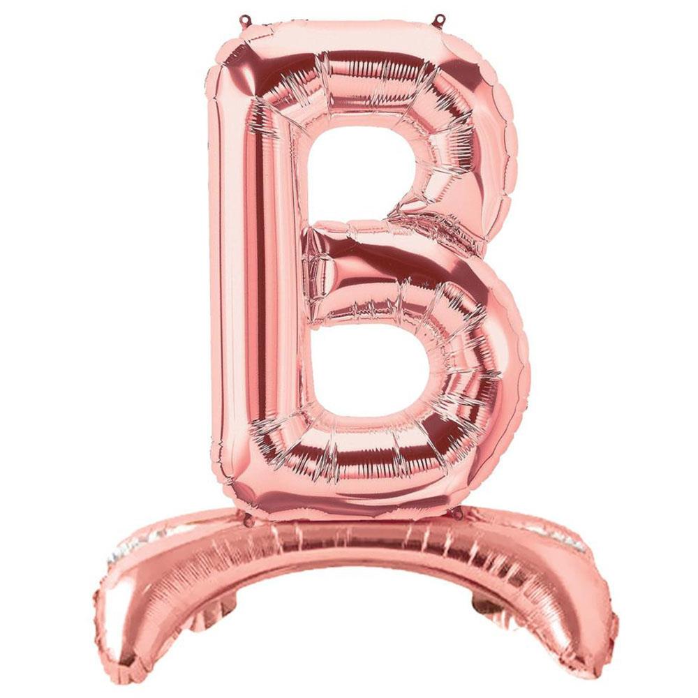 B Harf Ayakta Durabilen Rose Gold Folyo Balon 80 cm