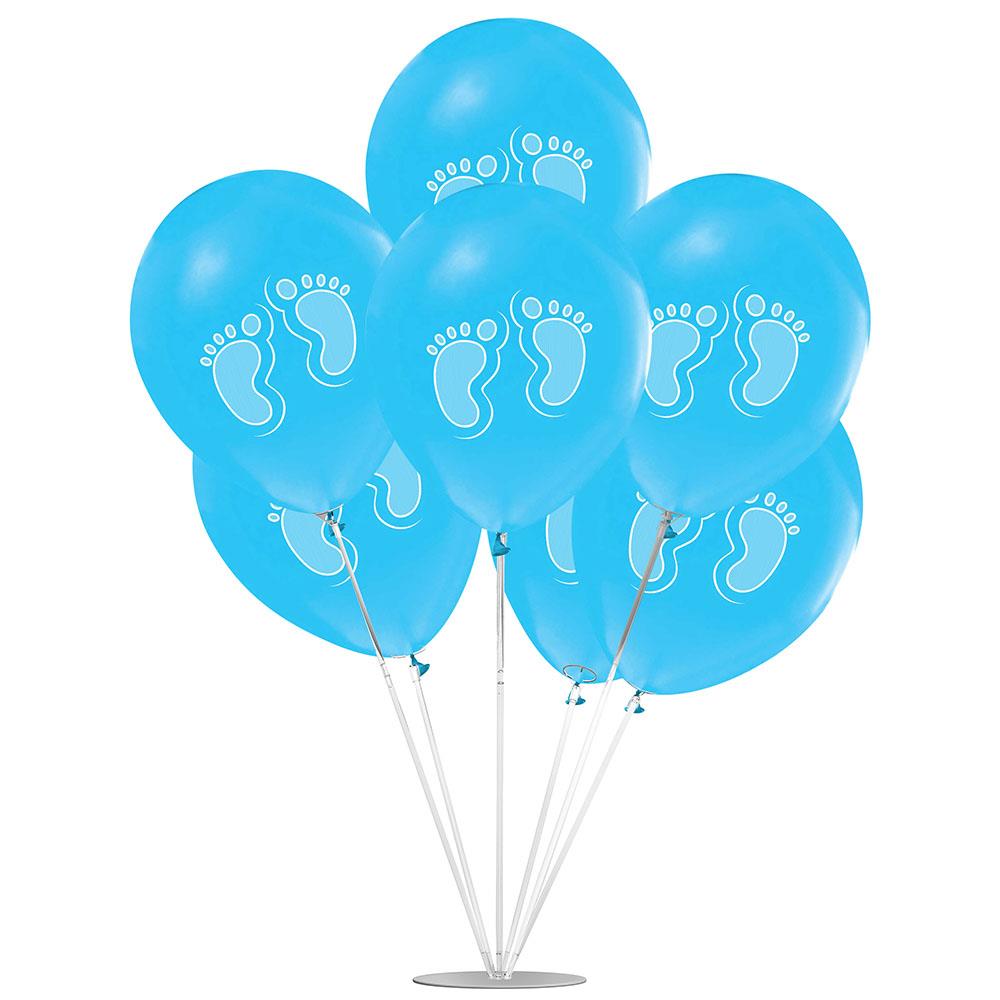 Beyaz Ayak İzi Temalı Mavi Balon Stand Set 7'li