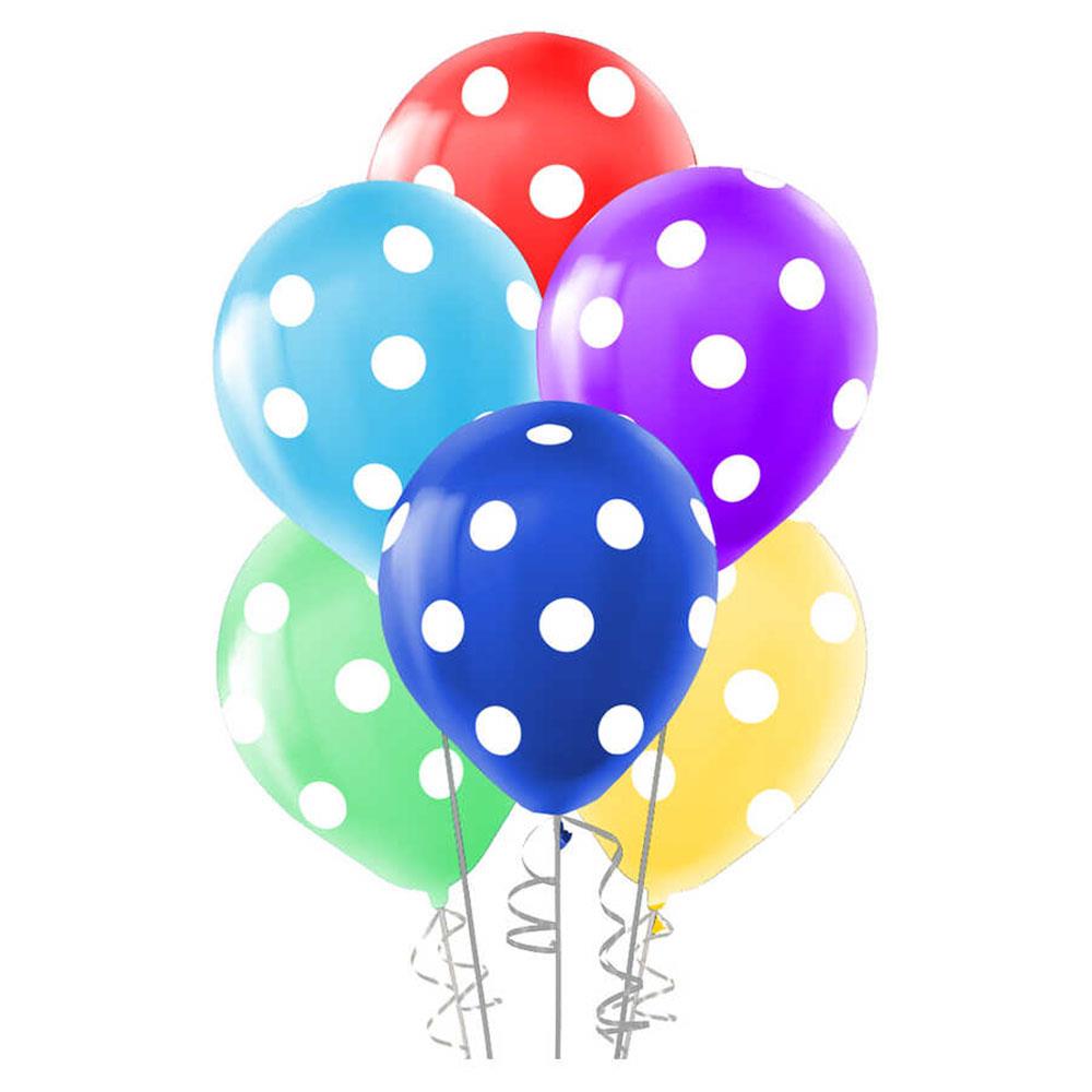 Beyaz Puantiyeli Rengarenk Lateks Balon 10'lu