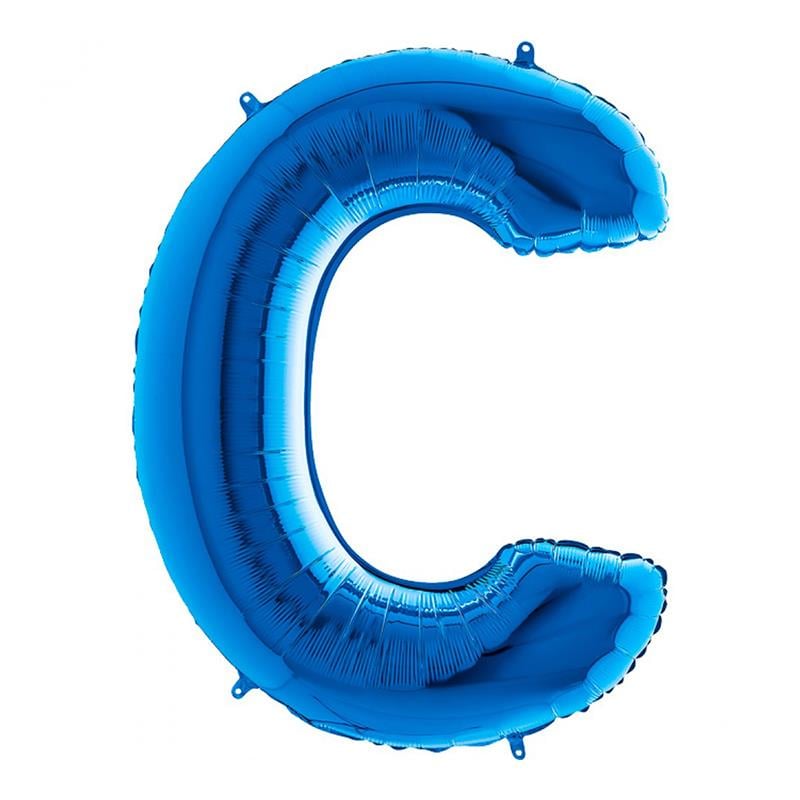 C Harf Grabo Mavi Folyo Balon 102 cm