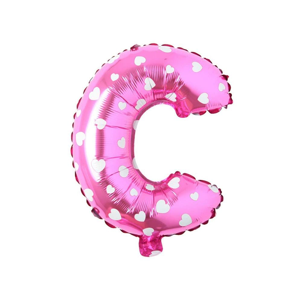 C Harf Pembe Kalp Folyo Balon 40 cm