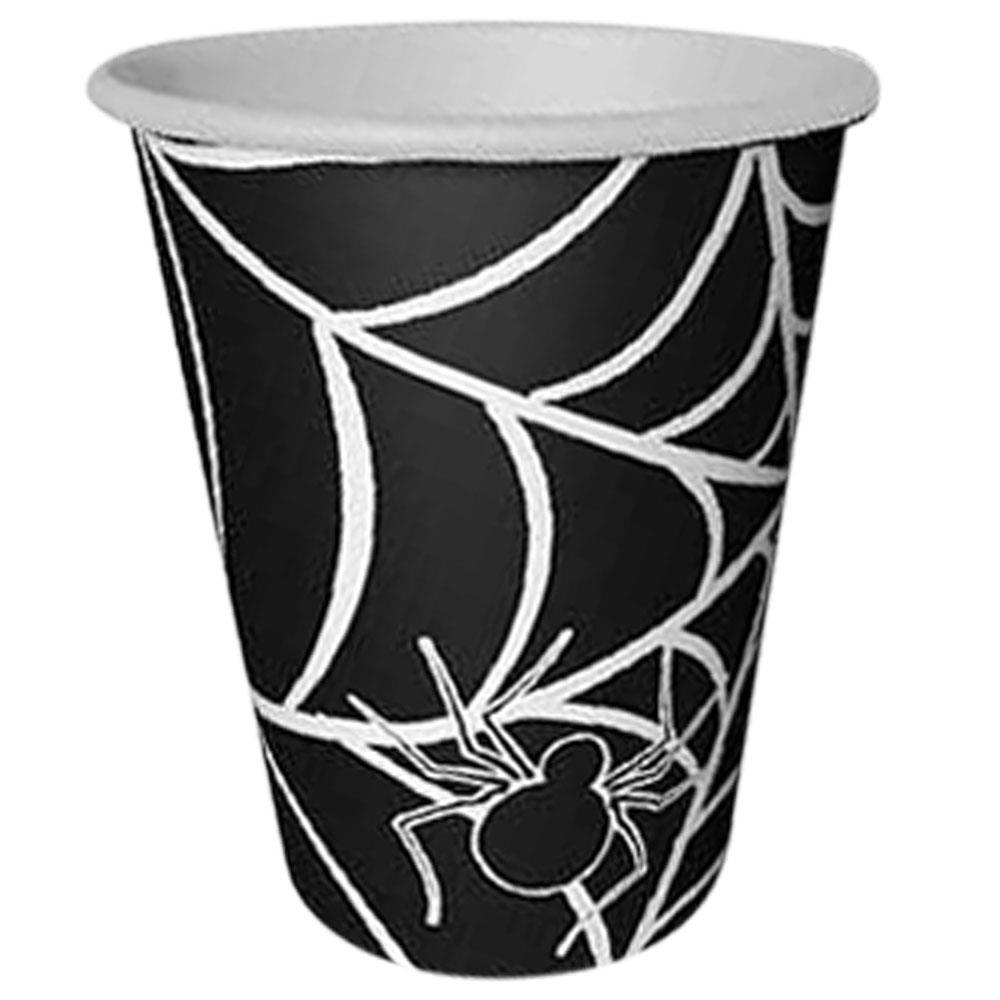 Cadılar Bayramı Örümcekli Siyah Karton Bardak 8'li