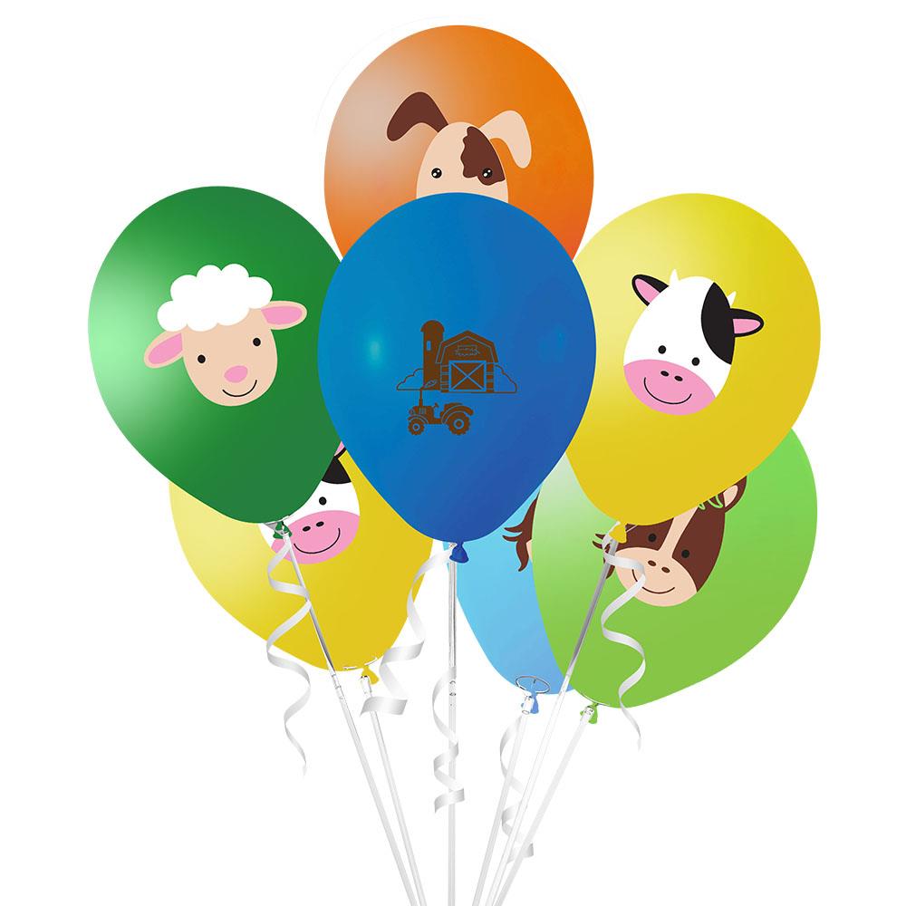 Çiftlik Hayvanları Baskılı Lateks Balon 8'li