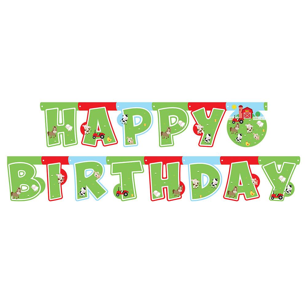 Çiftlik Hayvanları Happy Birthday Harf Afiş