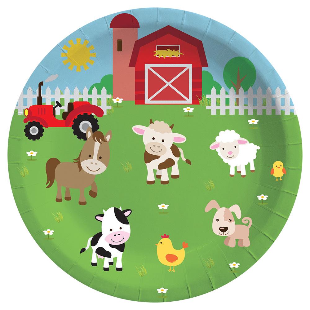 Çiftlik Hayvanları Karton Tabak 23 cm 8'li