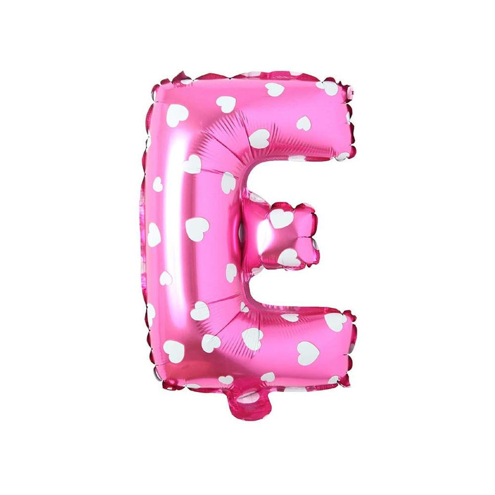 E Harf Pembe Kalp Folyo Balon 40 cm